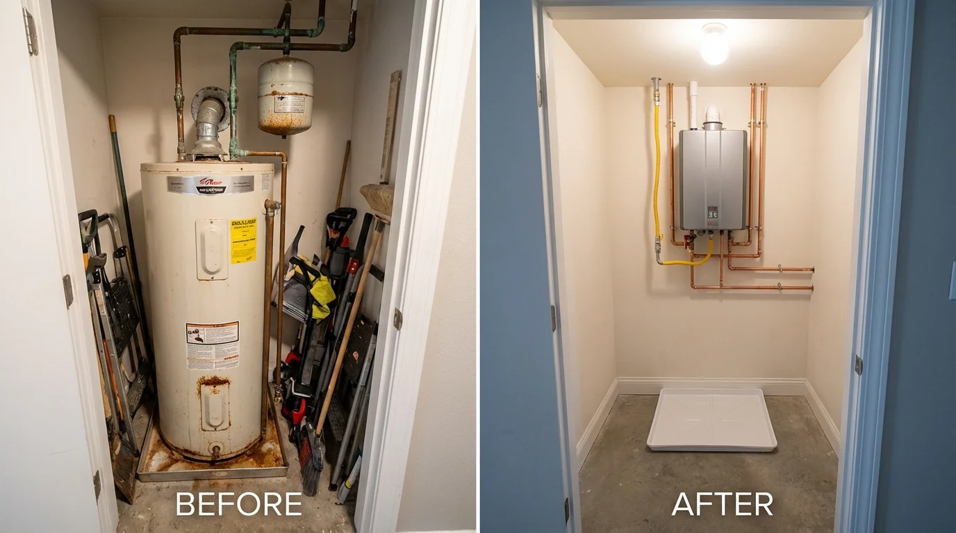 Tank water heater versus wall-mounted tankless unit comparison for Collinsville, MS homeowners